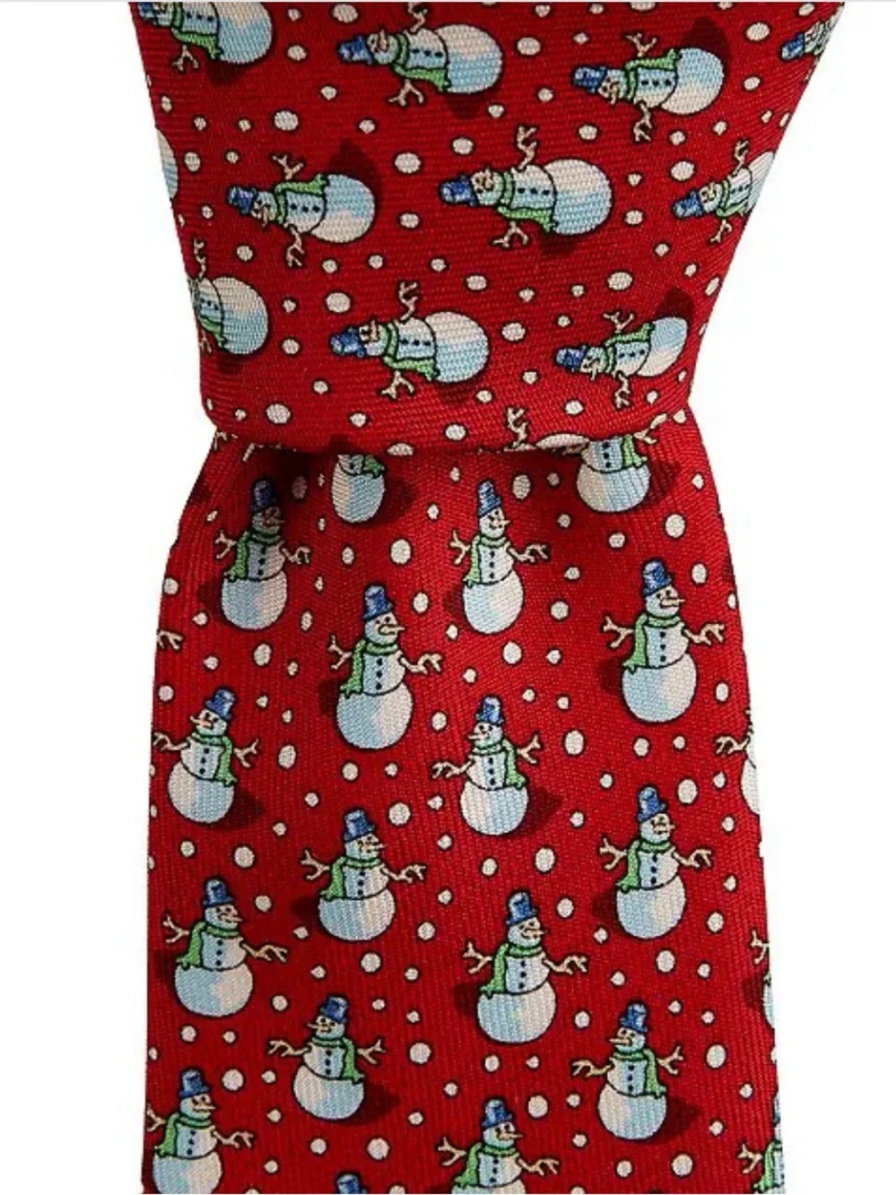 Vineyard Vines Boys Snowman Printed Tie in Lighthouse Red NWT